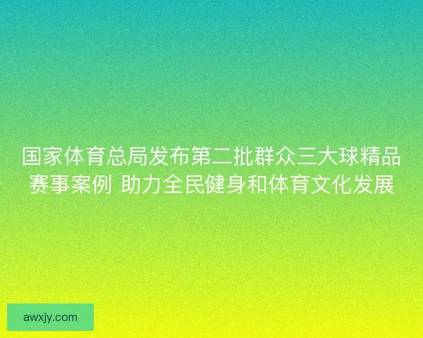 国家体育总局发布第二批群众三大球精品赛事案例 助力全民健身和体育文化发展